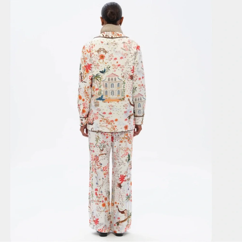 NWT SIEDRÉS MAISON PRINT STRAIGHT-LEG DRAWSTRING PANTS - Picture 2 of 4